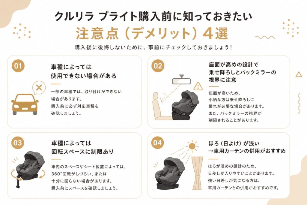 アップリカ　クルリラ　プライト　デメリット