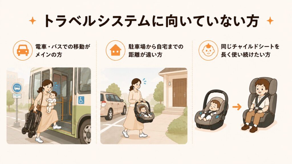 トラベルシステム　向いていない方　チャイルドシート　ベビーカー